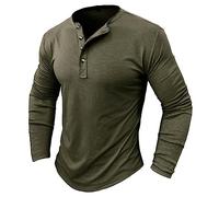 Mens Long Sleeve Henley Shirts UK Sale Clearance 1/4 Button V Neck T-Shirt Regular Fit Plain Jumpers Spring Autumn Tees Tops Solid Color Sports Gym Sweatshirt Pullover Blouse Tops S-XXL