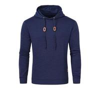 Men's Long Sleeve Hoodie - Solid Colour Waffle Slim Fit Casual Comfortable Sweatshirt Classic Chic Goblet Pullover Everyday Autumn Winter Hoodie, Marine, XL