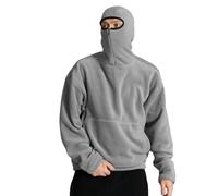 Men's Long Sleeve Hoodie, Warm Sweatshirt Loose Solid Colour Casual Mask Windproof Sweatshirt Chic Comfortable Everyday Going Over Pullover for Autumn Winter Hoodie