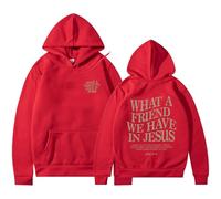 Men's Long Sleeve Hoodie with Fashion Letter Print Warm Winter Jacket Comfortable Hoodie for Cool Days Practical Side Pockets, red, L