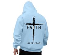 Men's Long Sleeve Hoodies Cross Print Jesus Theme Hoodie Oversized Sweatshirts, Vests and Sweatshirts Lightweight Pullover Autumn Winter Warm Sweatshirt Sport Casual Sweatshirts, #01-Light Blue, 3XL