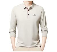 Men's Long Sleeve Lapel Polo Shirt Work T Shirt Large Size Solid Color Top with Buttons Casual Loose Basic Classic Autumn and Winter Top for Business Formal Business