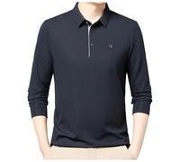 Men's Long Sleeve Lapel Polo Shirt Work T Shirt Large Size Solid Color Top with Buttons Casual Loose Basic Classic Autumn and Winter Top for Business Formal Business