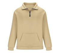 Men's Long Sleeve Loose Polo Shirt Work Sweatshirt Lapel Collar with Zip Casual Solid Colour Pullover Chic Temperament Fit Comfortable with Pockets Autumn Sweatshirt