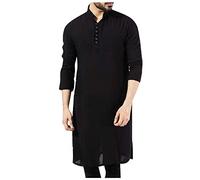 Men's Long Sleeve Muslim Thobe Robe Button Up Kaftan Mens Muslim Thobe Sackcloth Prayer Robe Muslim Cloth Punjabi for Men Nightgown Home Suit Loungewear Casual Daily Wear