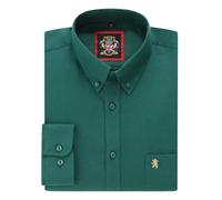 Mens Long Sleeve Oxford Shirt, Button Down Collar & Pocket, Casual Office Work Weekender English Style. The English Oxford by Janeo British Apparel. (Plain Green, MD)