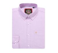 Mens Long Sleeve Oxford Shirt, Button Down Collar & Pocket, Casual Office Work Weekender English Style. The English Oxford by Janeo British Apparel. (Plain Lavender, SM)