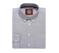 Mens Long Sleeve Oxford Shirt, Button Down Collar & Pocket, Casual Office Work Weekender English Style. The English Oxford by Janeo British Apparel. (Plain Grey, XL)