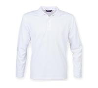 Men's Long Sleeve Pique Polo Shirt Coolplus Quick Dry Wicking Polyester Top