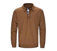 Mens Long Sleeve Polo Shirt, England Rugby Shirt Heavy Cotton Oversized T Shirts for Men Activewear Tops Men Polo Tops for Men Mens White Tshirt Mens Shirts Long Sleeve Black (Coffee, XXL)