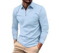 Mens Long Sleeve Polo Shirts Adult Casual Breathable Work Polo Western Clothes Designer Collared Tshirts for Men UK Golf Tops Jumpers with Pocket England Rugby Tennis Shirts Button Down