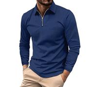 Mens Long Sleeve Polo Shirts Adult Casual Breathable Work Polo Western Clothes Designer Collared Tshirts for Men UK Golf Tops Jumpers with Pocket England Rugby Tennis Shirts Button Down