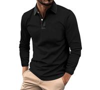 Mens Long Sleeve Polo Shirts Adult Casual Breathable Work Polo with Pocket Designer Collared Tshirts Golf Tops Jumpers Button Down England Rugby Tennis Shirts Western Clothes for Men UK