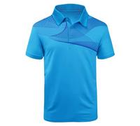 Men's Long Sleeve Polo Shirts Quick Dry Lightweight Tee Top Breathable Casual Athletic Golf Shirts with 3 Buttons Sports T Shirts Men 70s Shirts for Men Amazon Clothing Men Shirt (Blue, XXXL)