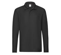 Mens Long Sleeve Polo T Shirt Fruit of the Loom Premium Cotton Casual Work Top