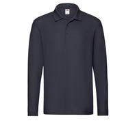 Mens Long Sleeve Polo T Shirt Fruit of the Loom Premium Cotton Casual Work Top