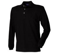 Mens Long Sleeve Polo T Shirt Plain Premium Cotton Casual Workwear Top Henbury