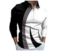 Men's Long Sleeve Polos Shirts Quarter-Zip Casual Slim Fit Lapel Neck Basic Designed Cotton Shirt Golf T-Shirts Tops