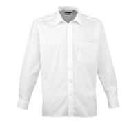 Mens Long Sleeve Poplin Shirt Plain Formal Office Work Easy Care Classic Top Tee