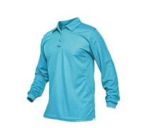 Mens Long Sleeve Quick Drying Polos Shirts Shirt Golf Team Work Shirts Casual Tops Ice Blue CN 3XL (US 2XL)