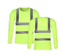 Men's Long Sleeve Reflective T-Shirt High Visibility High Visibility Top Breathable Quick Dry Round Neck Shirts Patchwork Basic Classic Casual Blouse