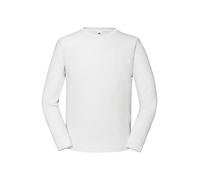 Mens Long Sleeve Round Neck T Shirt Fruit of the Loom Iconic Premium Cotton Tee