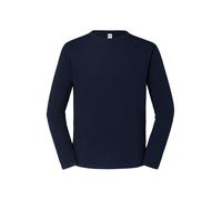 Mens Long Sleeve Round Neck T Shirt Fruit of the Loom Iconic Premium Cotton Tee