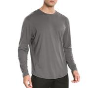 Men's Long Sleeve Round Neck T Shirt Sports Top Large Size Solid Color Top Casual Loose Basic Classic Pullover Comfortable Tunic for Outdoors Everyday