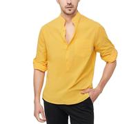 Men's Long Sleeve Shirt, Men's Casual Cotton T-Shirt Solid Color Loose Fit Comfortable Blouse Lightweight Soft Fit Chic Everyday Autumn Top Simple Temperament Pullover