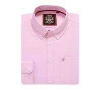 Mens Long Sleeve Shirt Oxford Button Down,Authentic Oxford Crease Free Fabric,16 Plain Colors and Matching Striped Designs.Casual or Smart Work Attire (Plain Pink, 2XL)