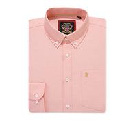 Mens Long Sleeve Shirt Oxford Button Down,Authentic Oxford Crease Free Fabric,16 Plain Colors and Matching Striped Designs.Casual or Smart Work Attire (Plain Peach, 3XL)