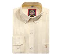 Mens Long Sleeve Shirt Oxford Button Down,Authentic Oxford Crease Free Fabric,16 Plain Colors and Matching Striped Designs.Casual or Smart Work Attire (Mellow Lemon, LG)