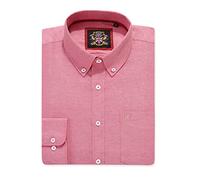 Mens Long Sleeve Shirt Oxford Button Down,Authentic Oxford Crease Free Fabric,16 Plain Colors and Matching Striped Designs.Casual or Smart Work Attire (Plain Red, XL)