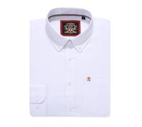 Mens Long Sleeve Shirt Oxford Button Down,Authentic Oxford Crease Free Fabric,16 Plain Colors and Matching Striped Designs.Casual or Smart Work Attire (Plain White, 2XL)