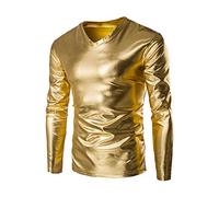 Men's Long Sleeve Shirt with Glitter - Oversize Pullover Long Sleeve Sweatshirt Men's Regular Fit Sequin Shirt Casual Shirts Long Sleeve Shirt Classic Shirts Elegant Tops Crew Neck Tuxedo Shirt, gold,