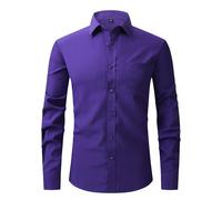 Men's Long Sleeve Shirt Wrinkle Free Formal Dress Shirt Business Casual Wedding Work Button Down Shirts with Pocket Urban Stylish Solid Color Lapel Top