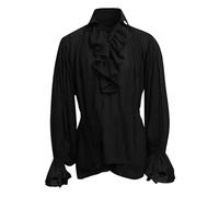 Mens Long Sleeve Shirts Retro Style Casual Shirt Vintage Medieval Shirt Pirate Shirt Renaissance Tops 2024 Halloween Clothes Fall Clothes for Men,Black,XL,U831S