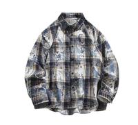 Mens Long Sleeve Shirts Smart Casual Tie-dye Checked Shirts Classic Fit Button Up Designer Shirt Turn Down Collar Plaid Shirt Fashion Mens Overshirt for Everyday Wear M-5XL