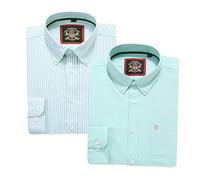 Mens Long Sleeve Stripe Oxford Shirt. Buy Single or with its matching Plain Colour, 2 Pack Pair. The Kensington Button Down Collar & Pocket. 12 Colours, Oxford Fabric. (2pc,Mint,XL)