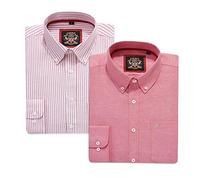 Mens Long Sleeve Stripe Oxford Shirt. Buy Single or with its matching Plain Colour, 2 Pack Pair. The Kensington Button Down Collar & Pocket. 12 Colours, Oxford Fabric. (2pc,Red,2XL)