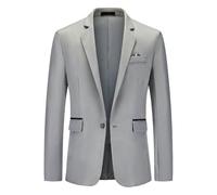 Men'S Long Sleeve Suit Business Work Casual Blazer Slim Fit Fashion Solid Color Transitional Jacket C-Grey 5XL