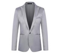 Men'S Long Sleeve Suit Business Work Casual Blazer Slim Fit Fashion Solid Color Transitional Jacket I-Grey XXL