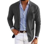 Men'S Long Sleeve Suit Slim Fit Fashion Solid Color Light Jacket Business Work Casual Blazer M-Dark Grey XXL