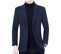 Men'S Long Sleeve Suit Slim Fit Fashion Solid Color Transitional Jacket Business Work Casual Blazer C-Navy M