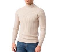 Men's Long-Sleeve Sweater Classic Casual Solid Color Basic Pullover Regular Fit Soft Breathable Knitwear R-Apricot M