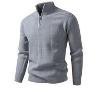 Men's Long-Sleeve Sweater Regular Fit Casual Stand-Up Collar Solid Color Knitwear Classic Breathable Warm Basic Pullover