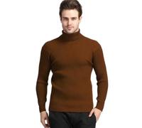 Men's Long-Sleeve Sweater Regular Fit Comfortable Warm Basic Pullover Classic Casual Solid Color Knitwear F-Caramel XXL