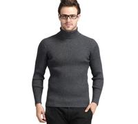 Men's Long-Sleeve Sweater Regular Fit Comfortable Warm Basic Pullover Classic Casual Solid Color Knitwear B-Dark Grey XL