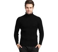 Men's Long-Sleeve Sweater Regular Fit Comfortable Warm Basic Pullover Classic Casual Solid Color Knitwear A-Black XXL