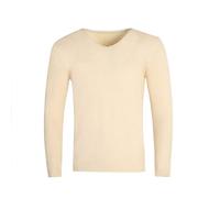 Men's Long-Sleeve Sweater Regular Fit Soft Breathable Basic Pullover Classic Casual Solid Color Knitwear L-Apricot XXL